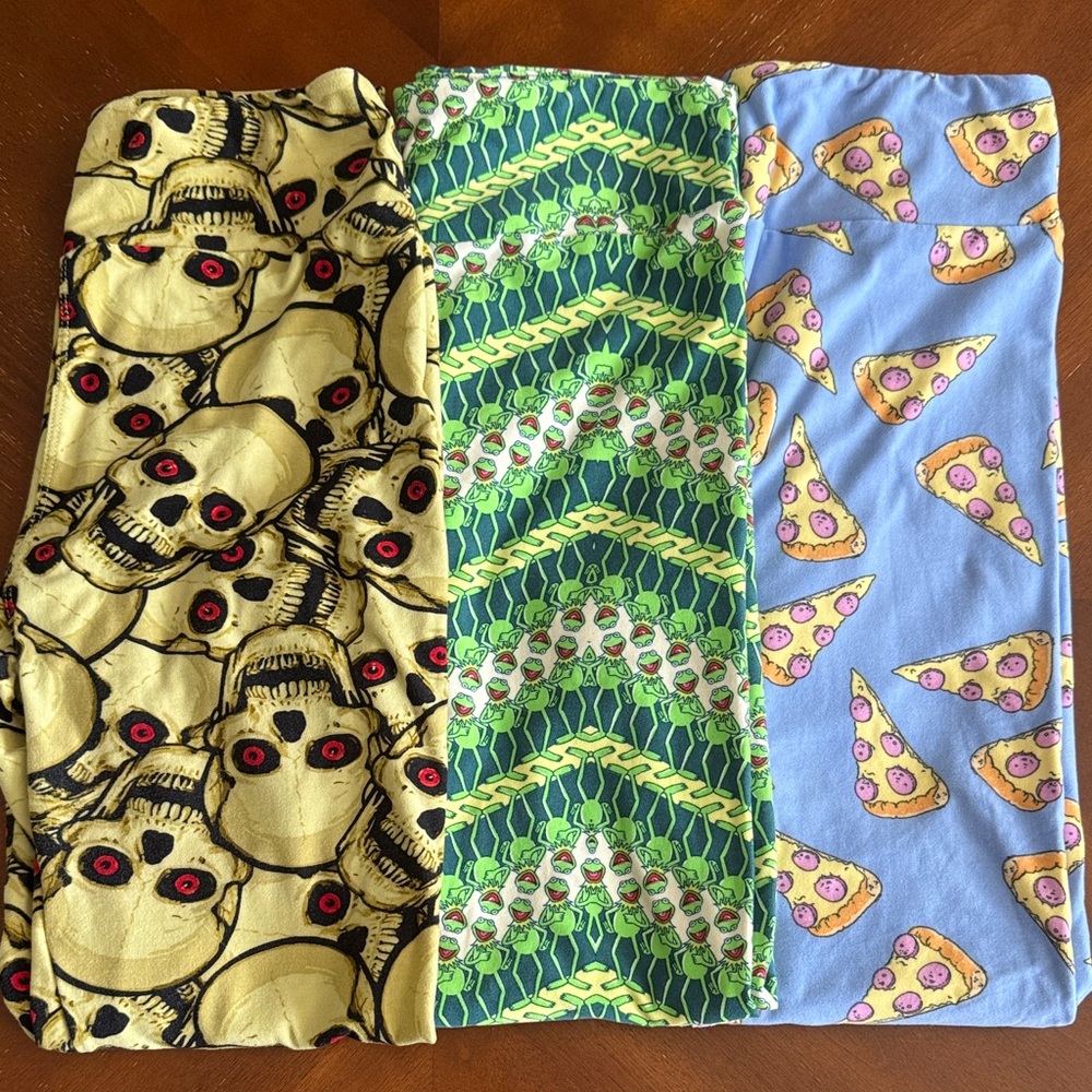 LuLaRoe Leggings Set - Skull, Green Frog, Pizza Patterns